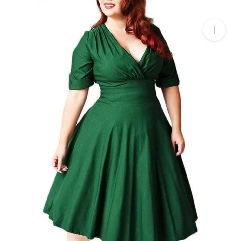 Unique Vintage 3X/20 Green Delores Swing Dress
